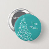 Sparkly Holiday Tree Button, Aqua Ronde Button 5,7 Cm (Voorkant /achterkant)