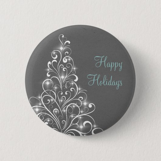 Sparkly Holiday Tree Button, grijs Ronde Button 5,7 Cm (Voorkant)