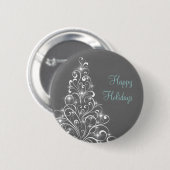 Sparkly Holiday Tree Button, grijs Ronde Button 5,7 Cm (Voorkant /achterkant)