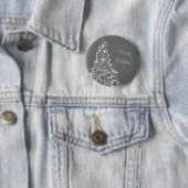 Sparkly Holiday Tree Button, grijs Ronde Button 5,7 Cm (In situ)