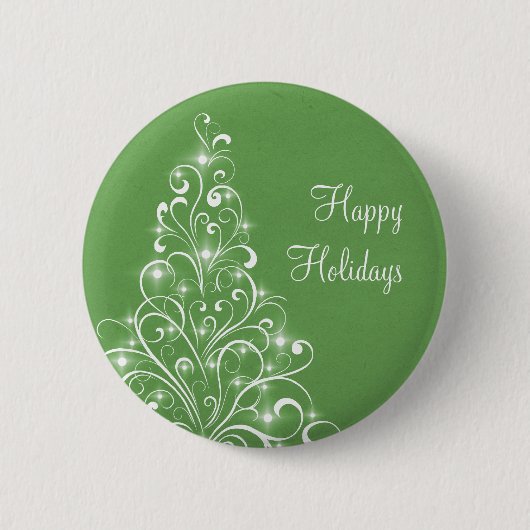 Sparkly Holiday Tree Button, groen Ronde Button 5,7 Cm (Voorkant)