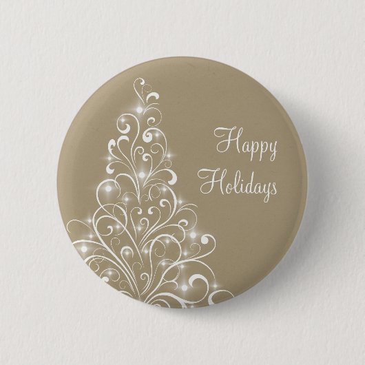 Sparkly Holiday Tree Button, latte Ronde Button 5,7 Cm (Voorkant)
