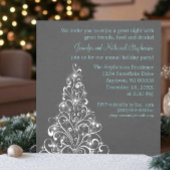 Sparkly Holiday Tree Christmas Party, Donkergrijs Kaart