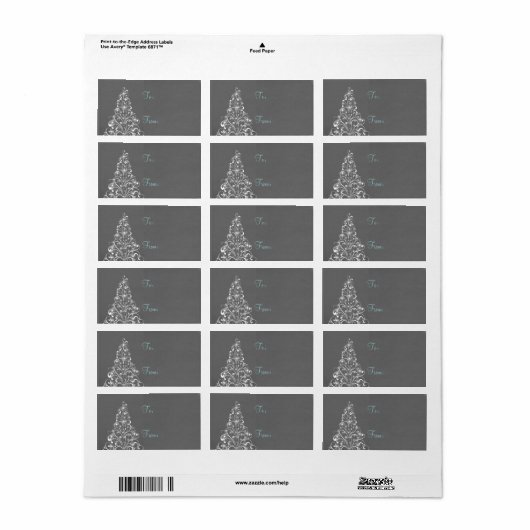 Sparkly Holiday Tree Gift Labels, Grey Etiket (Full Sheet)
