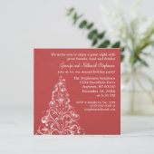 Sparkly Holiday Tree Invite, donkerrood Kaart (Staand voorkant)