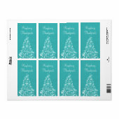 Sparkly Holiday Tree-labels, Aqua Etiket (Full Sheet)