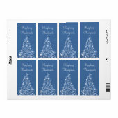 Sparkly Holiday Tree-labels, blauw Etiket (Full Sheet)