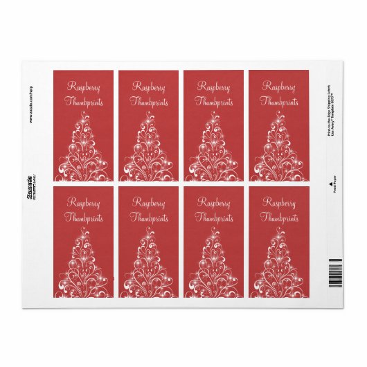 Sparkly Holiday Tree-labels, rood Etiket (Full Sheet)