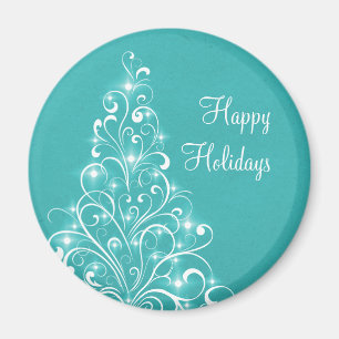 Sparkly Holiday Tree Magnet, Aqua Magneet
