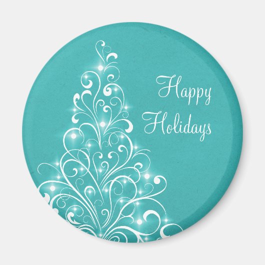 Sparkly Holiday Tree Magnet, Aqua Magneet (Voorkant)