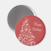 Sparkly Holiday Tree Magnet, Red Magneet (Voorkant / Achterkant)