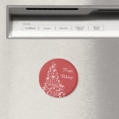 Sparkly Holiday Tree Magnet, Red Magneet (Insitu (Vaatwasser))