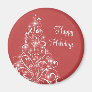 Sparkly Holiday Tree Magnet, Red Magneet