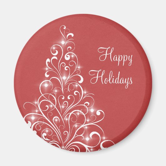 Sparkly Holiday Tree Magnet, Red Magneet (Voorkant)