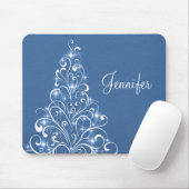 Sparkly Holiday Tree Mousepad, blauw Muismat (Met muis)