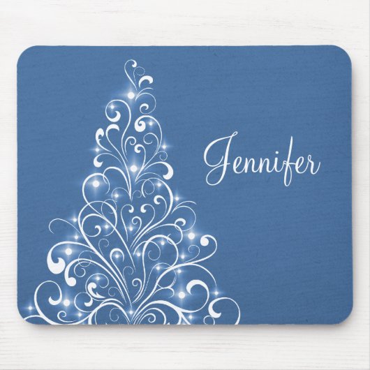 Sparkly Holiday Tree Mousepad, blauw Muismat (Voorkant)