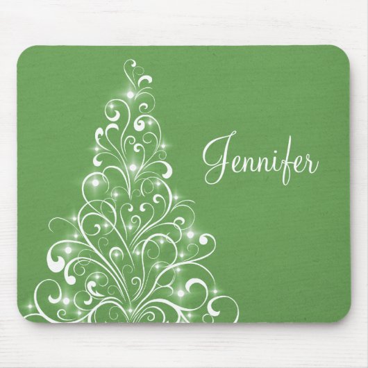 Sparkly Holiday Tree Mousepad, groen Muismat (Voorkant)