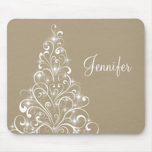 Sparkly Holiday Tree Mousepad, latte Muismat (Voorkant)