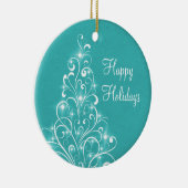 Sparkly Holiday Tree Ornament, Aqua Keramisch Ornament (Rechts)