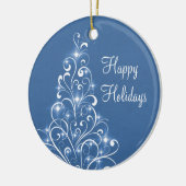 Sparkly Holiday Tree Ornament, blauw Keramisch Ornament (Links)