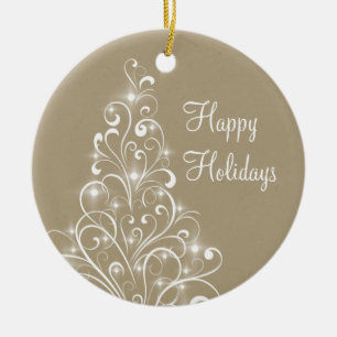 Sparkly Holiday Tree Ornament, latte Keramisch Ornament