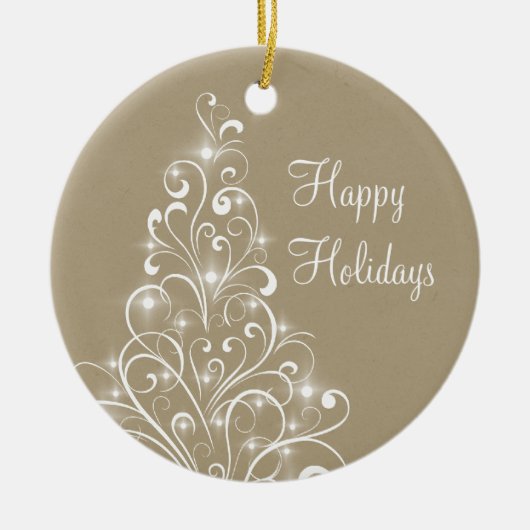 Sparkly Holiday Tree Ornament, latte Keramisch Ornament (Voorkant)