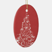 Sparkly Holiday Tree Oval Ornament, rood Keramisch Ornament (Rechts)
