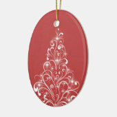 Sparkly Holiday Tree Oval Ornament, rood Keramisch Ornament (Links)