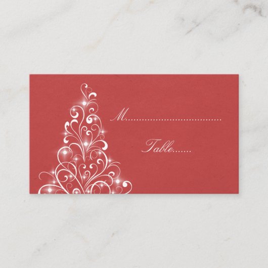 Sparkly Holiday Tree Place Card, rood Plaatskaartje (Voorkant)