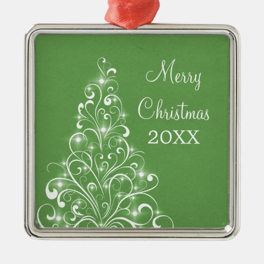 Sparkly Holiday Tree Premium-Ornament, groen Metalen Ornament (Voorkant)