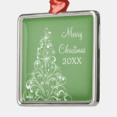 Sparkly Holiday Tree Premium-Ornament, groen Metalen Ornament (Links)