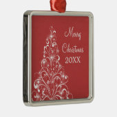 Sparkly Holiday Tree Premium-Ornament, rood Metalen Ornament (Rechts)