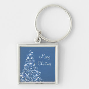 Sparkly Holiday Tree Premium-Sleutelhanger, blauw Sleutelhanger