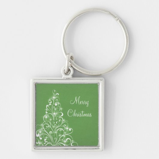 Sparkly Holiday Tree Premium-Sleutelhanger, groen Sleutelhanger (Voorkant)