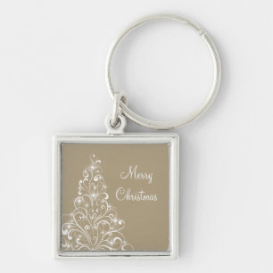 Sparkly Holiday Tree Premium-Sleutelhanger, latte Sleutelhanger