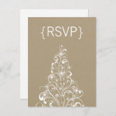 Sparkly Holiday Tree RSVP Briefkaart, latte Uitnodiging Briefkaart (Voorkant / Achterkant)