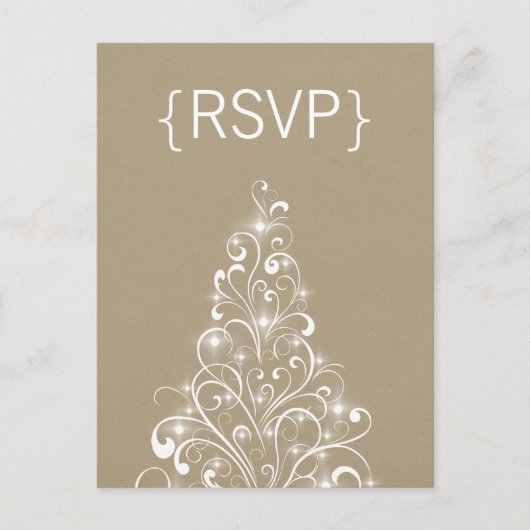 Sparkly Holiday Tree RSVP Briefkaart, latte Uitnodiging Briefkaart (Voorkant)