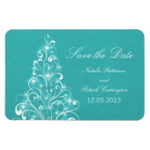 Sparkly Holiday Tree Save the Date Magnet, Aqua Magneet (Horizontaal)