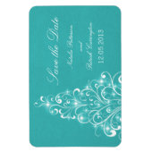 Sparkly Holiday Tree Save the Date Magnet, Aqua Magneet (Verticaal)