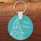 Sparkly Holiday Tree Sleutelhanger, Aqua Sleutelhanger (Voorkant)