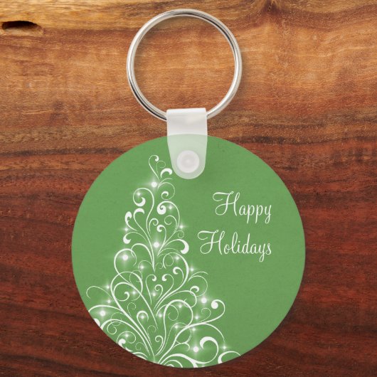 Sparkly Holiday Tree Sleutelhanger, groen Sleutelhanger (Voorkant)