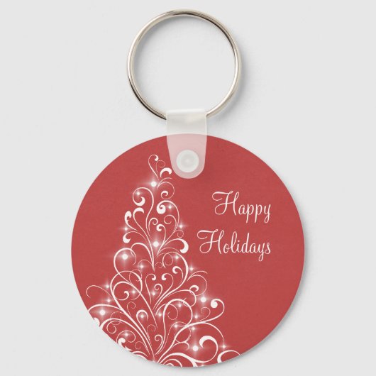 Sparkly Holiday Tree Sleutelhanger, rood Sleutelhanger (Voorkant)