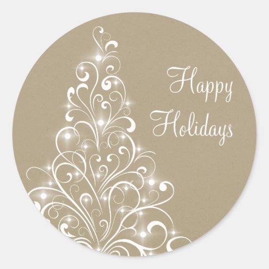 Sparkly Holiday Tree-Stickers, latte Ronde Sticker (Voorkant)