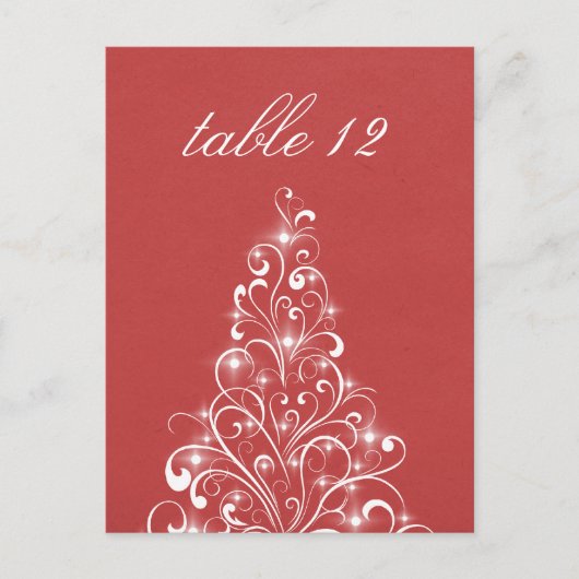 Sparkly Holiday Tree Table Briefkaart, rood Briefkaart (Voorkant)