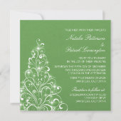 Sparkly Holiday Tree Wedding Invite, Green Kaart (Voorkant)