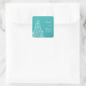 Sparkly Holiday Tree Wedding Stickers, Aqua Vierkante Sticker (Tas)