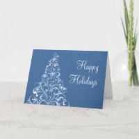 Sparkly Holiday Tree Wenskaart, Royal Blue