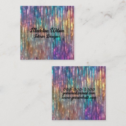 Sparkly Holografisch Vierkante Visitekaartje (Voorkant / Achterkant)