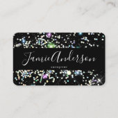 Sparkly Holographic Glitter Beauty Black Elegant Visitekaartje (Voorkant)