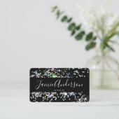Sparkly Holographic Glitter Beauty Black Elegant Visitekaartje (Staand voorkant)